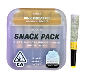 BOUTIQ Snack Pack Pink Pineapple infused with Biscotti pre-roll pack at Shop Puff Dispensary