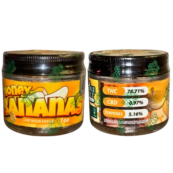 HONEY BANANAS Whole Melts live resin sugar, Oasis Edition live resin, 1oz live resin sugar, Whole Melts concentrates, premium cannabis sugar, live resin extract, bulk cannabis concentrate, Cannabis Exotic Dispensary concentrates
