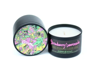 STRAWBERRYLEMONADE_OPEN_720x (1) Strawberry Lemonade candle, 6oz soy candle, odor eliminating candle, CED scented candle, eco-friendly home fragrance, fruity soy candle, cannabis-friendly aromatherapy, long-lasting candle, premium soy wax candle